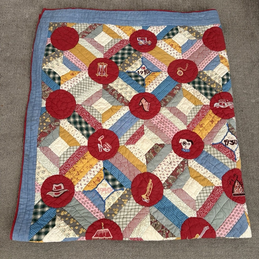 Pottery Barn Twin 80x65" Patchwork Decades Americana Iconic Era Quilt READ